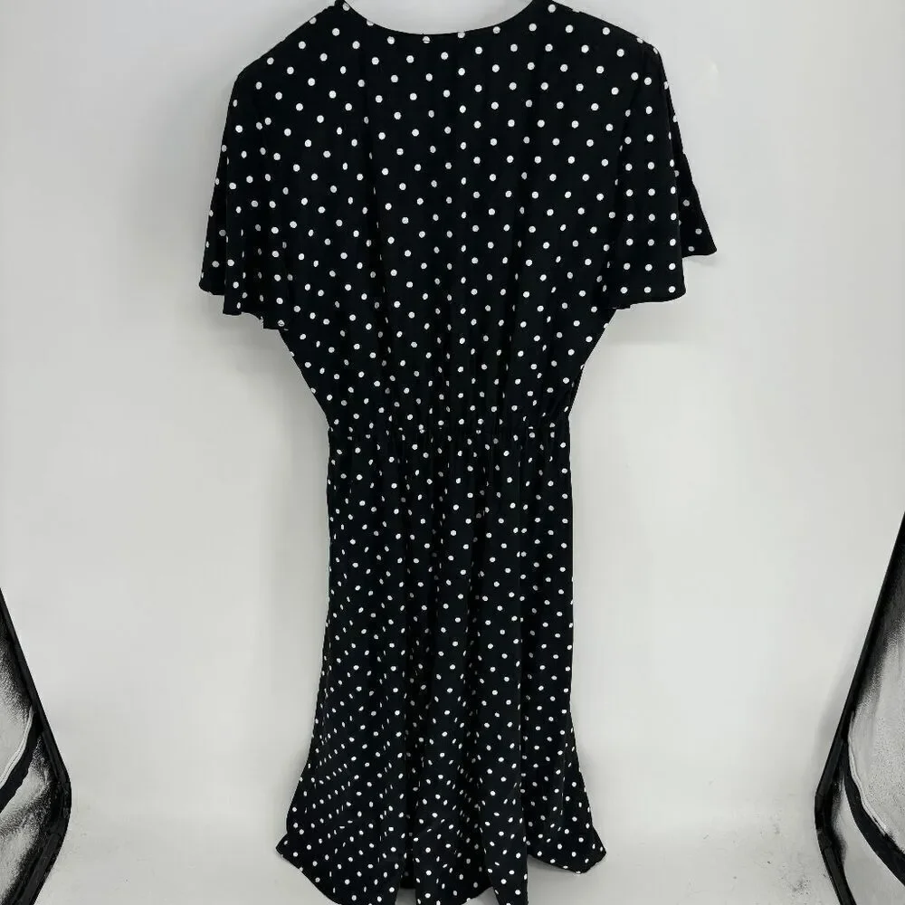 My Michelle Maxi Womens Black White Vtg Polka Dot Short Sleeve button Dress 6p - Picture 4 of 6